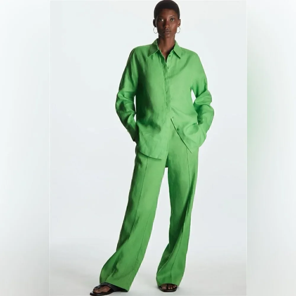 COS 100% linen wide leg trousers